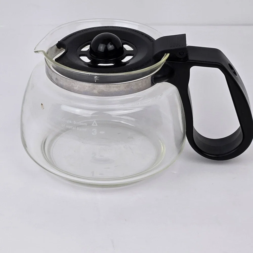 MR COFFEE 4‎ CUP GLASS REPLACEMENT POT CARAFE DECANTER BLACK Lid WITH Handle